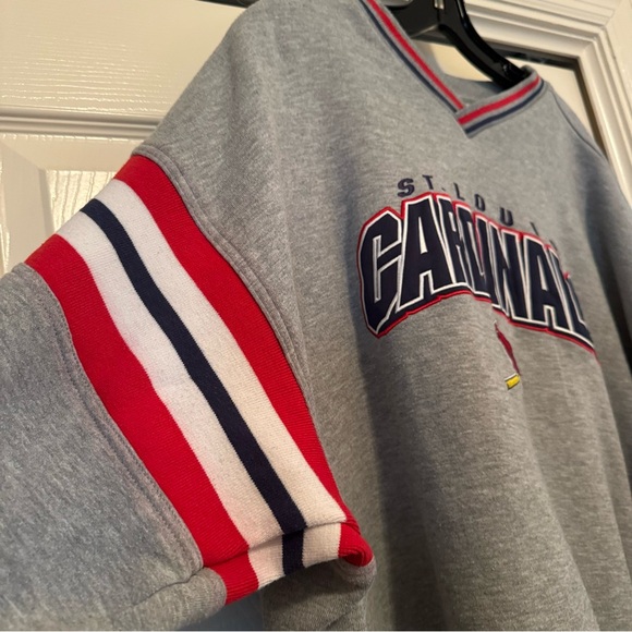 VTG St Louis Cardinals Sweatshirt 2XL Gray Striped Sleeve Stitched Lee Sport - Picture 3 of 8